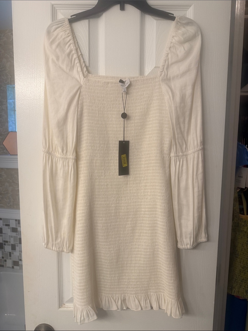 Women’s white Smocked Square-Neck Dress